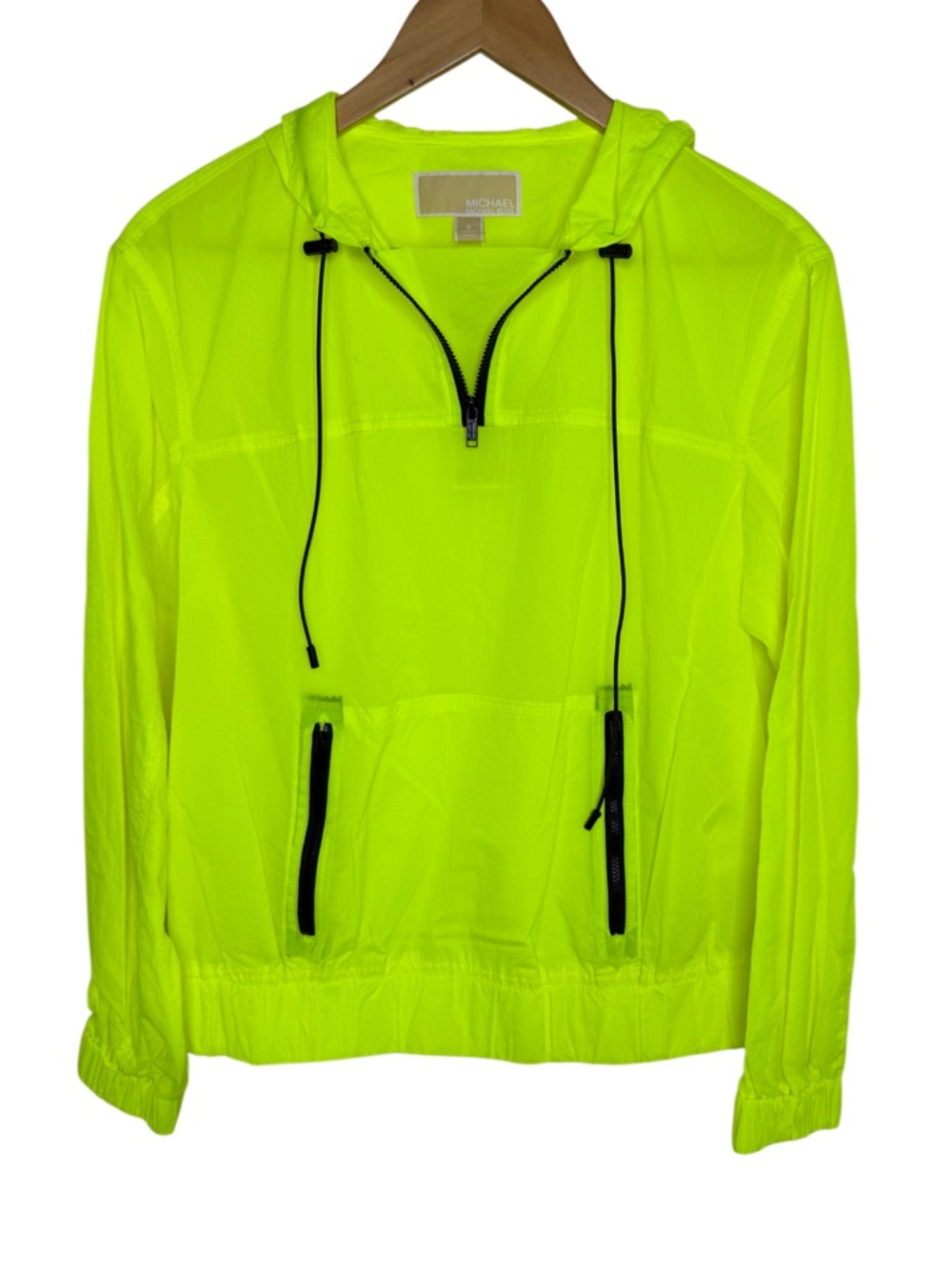 Michael Kors Neon Yellow Windbreaker Running Jacket Small NWT